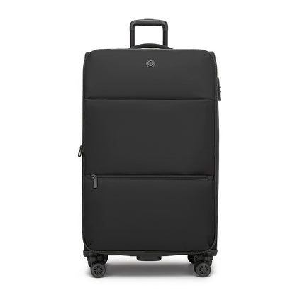 Women's Lightweight Softshell Suitcase with Spinner Wheels and Spacious Compartments (KSN2593) - Black