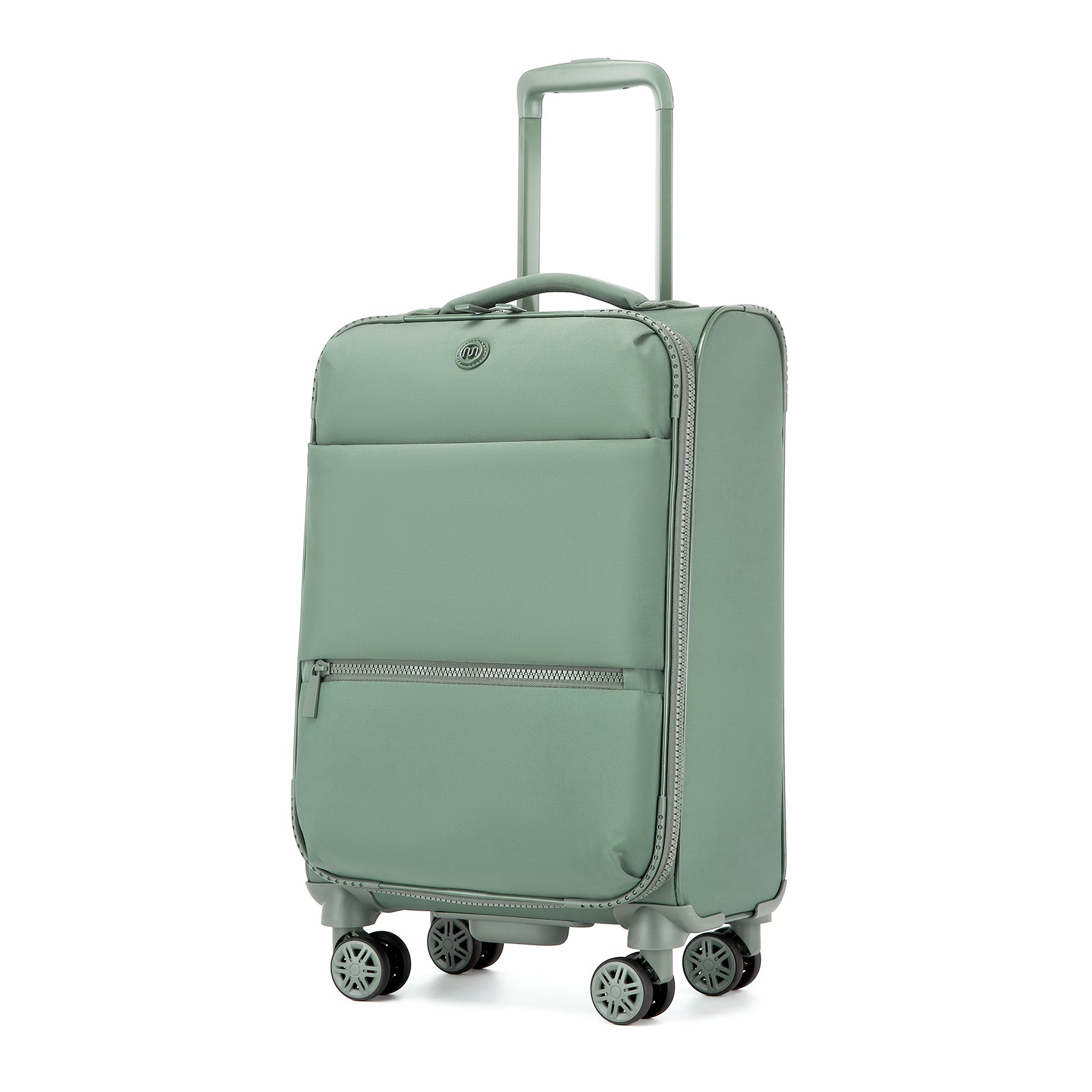 20-inch women’s lightweight softshell suitcase with spinner wheels in green