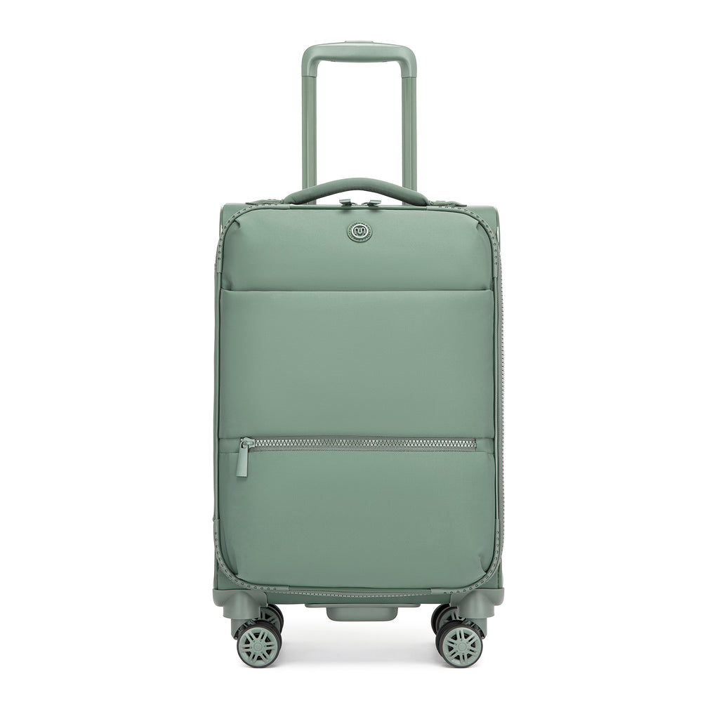 Women’s Lightweight Softshell Suitcase with Spinner Wheels & Spacious Compartments – Green