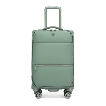 Women's Lightweight Softshell Suitcase with Spinner Wheels and Spacious Compartments (KSN2593) - Green