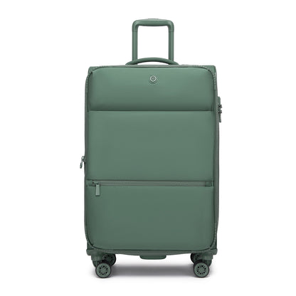 Women's Lightweight Softshell Suitcase with Spinner Wheels and Spacious Compartments (KSN2593) - Green