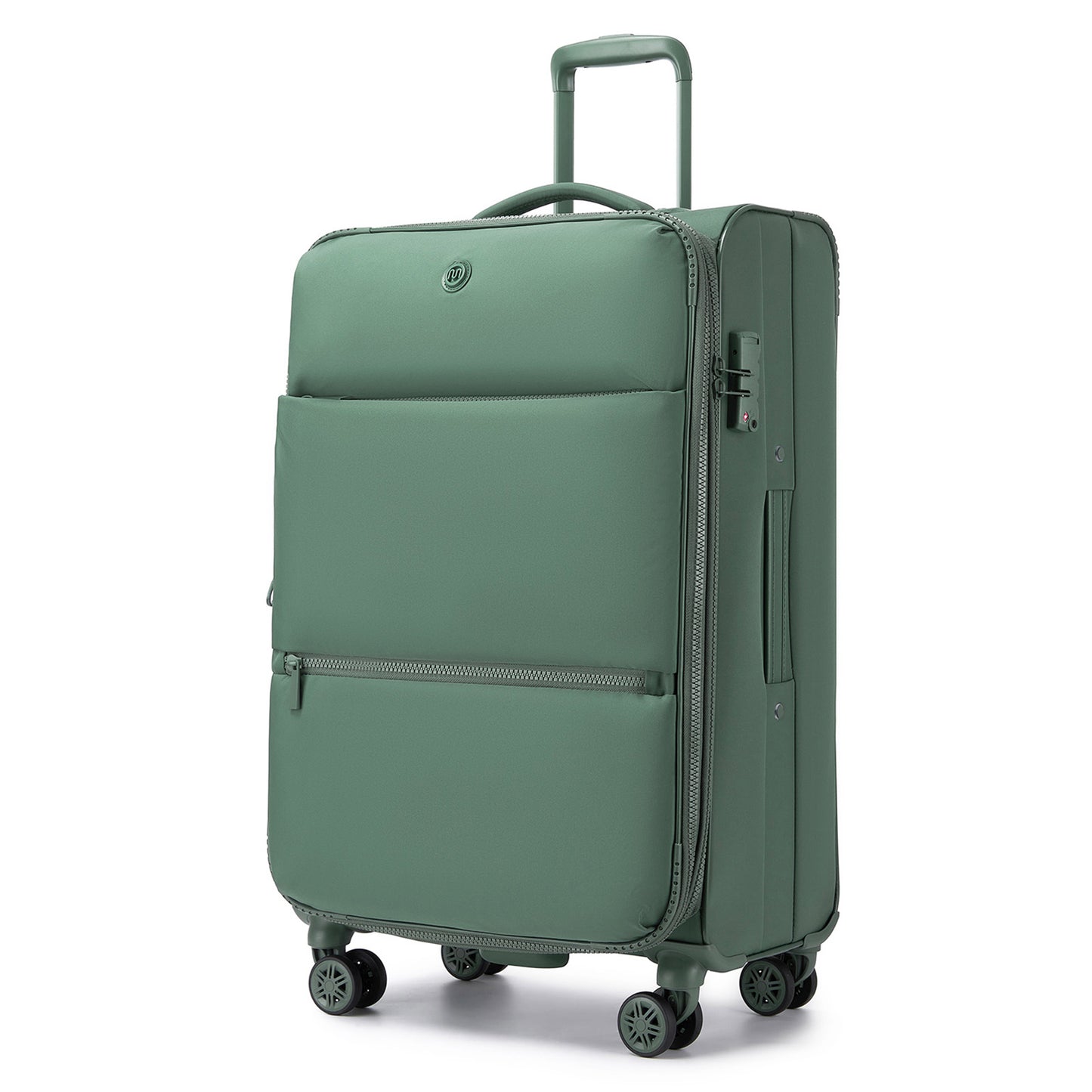 Women's Lightweight Softshell Suitcase with Spinner Wheels and Spacious Compartments (KSN2593) - Green