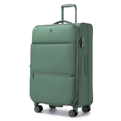 Women's Lightweight Softshell Suitcase with Spinner Wheels and Spacious Compartments (KSN2593) - Green