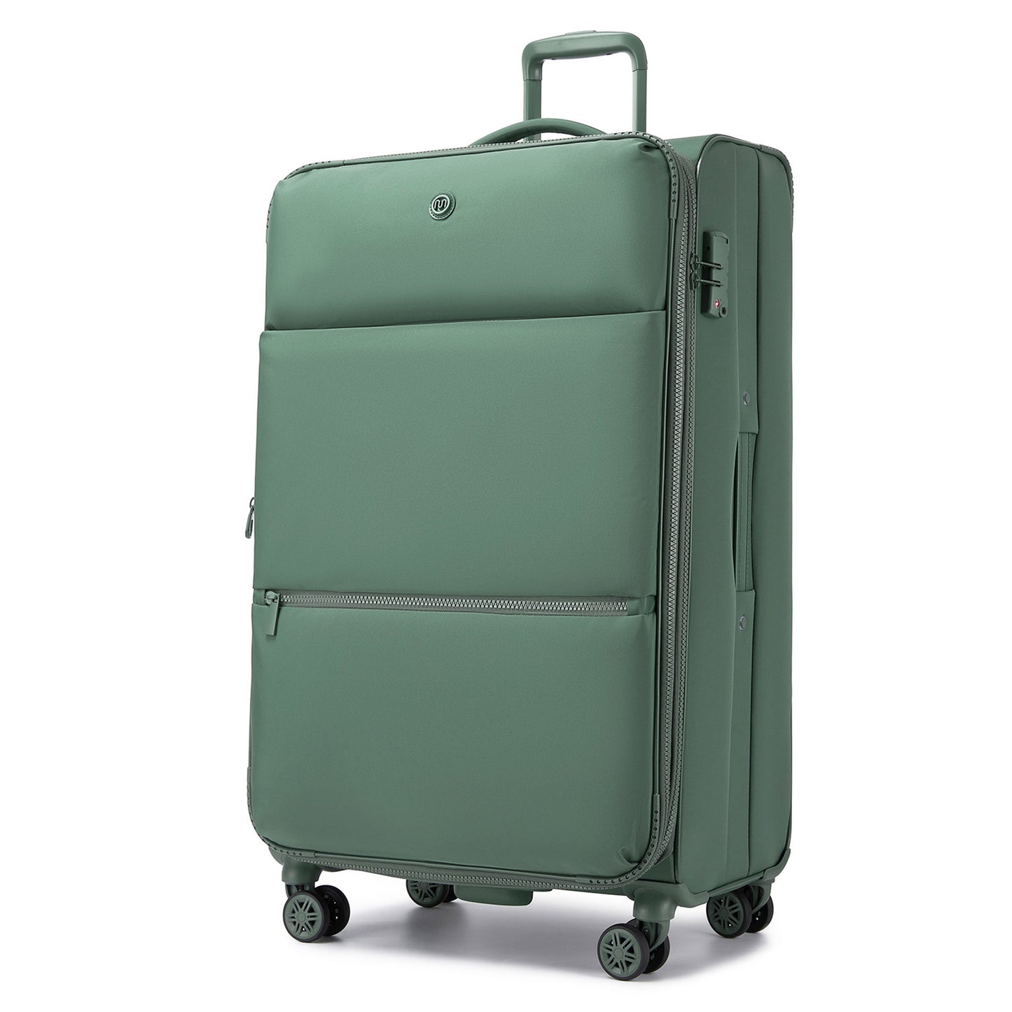 Women's Lightweight Softshell Suitcase with Spinner Wheels and Spacious Compartments (KSN2593) - Green