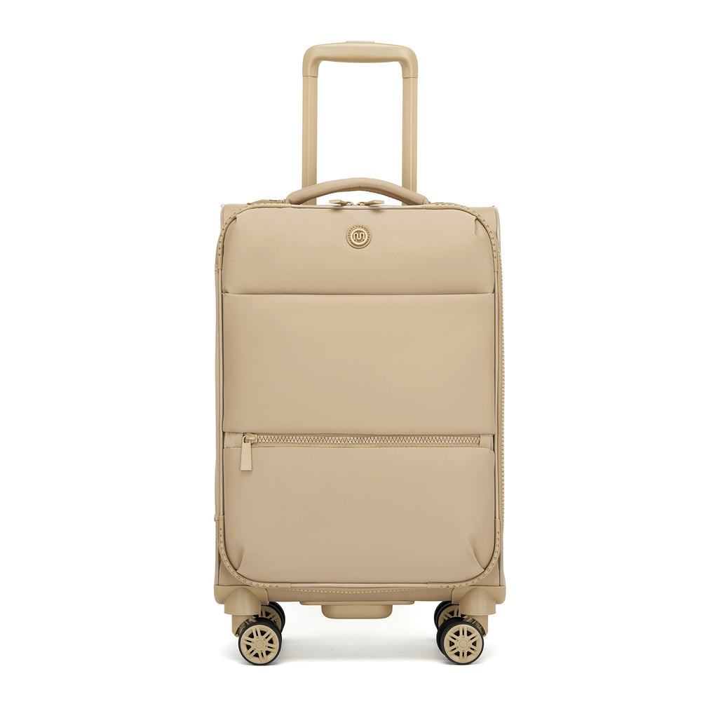 20″ Women’s Lightweight Softshell Suitcase with Spinner Wheels & Spacious Compartments – Khaki