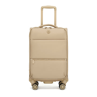 Women's Lightweight Softshell Suitcase with Spinner Wheels and Spacious Compartments (KSN2593) - Khaki