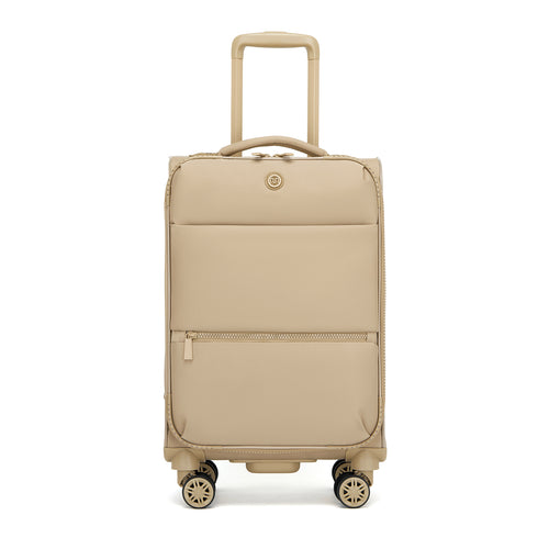 20″ Women’s Lightweight Softshell Suitcase with Spinner Wheels & Spacious Compartments – Khaki