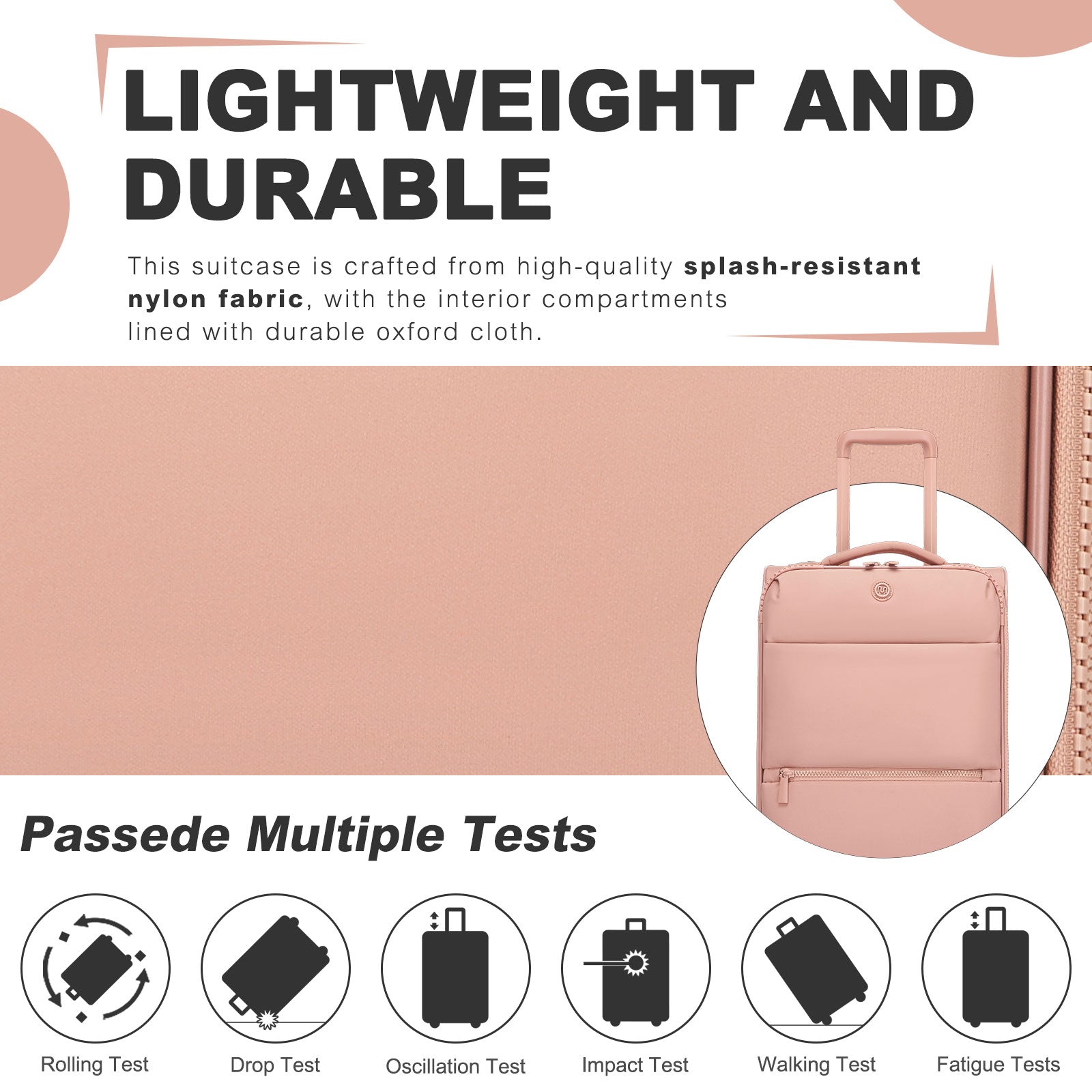 Women’s Lightweight Softshell Suitcase with Spinner Wheels & Spacious Compartments – Pink