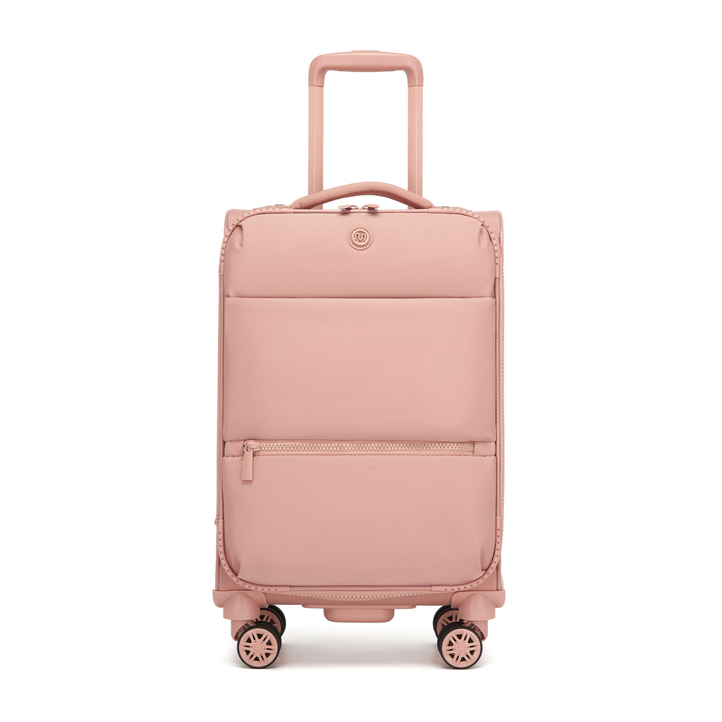 Women’s Lightweight Softshell Suitcase with Spinner Wheels & Spacious Compartments – Pink