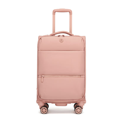 Women's Lightweight Softshell Suitcase with Spinner Wheels and Spacious Compartments (KSN2593) - Pink