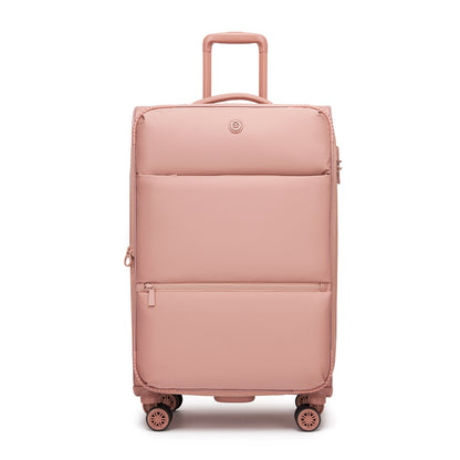 3 Piece Softshell Expandable Luggage Set 20/26/30 Inch, Lightweigh Suitcase with Silent Wheels & Organised Interior for Travel (KSN2593) - Pink