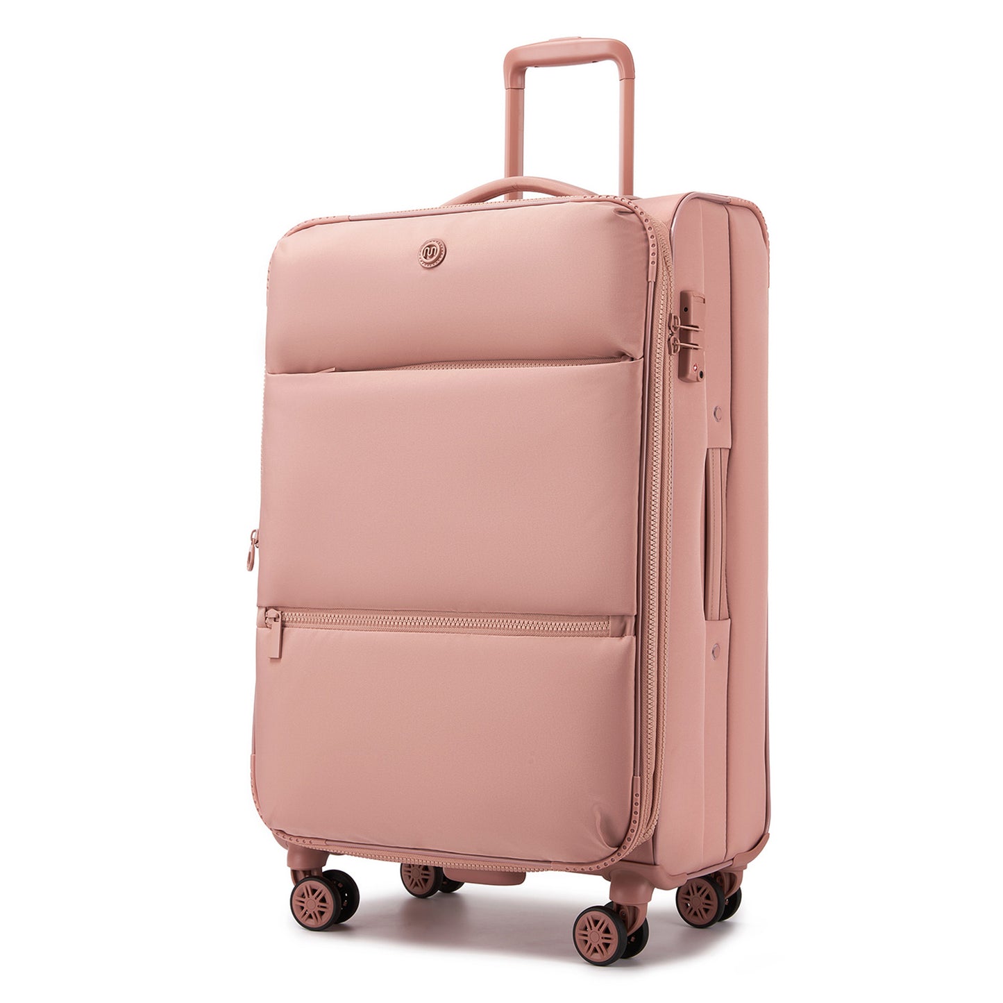 Women's Lightweight Softshell Suitcase with Spinner Wheels and Spacious Compartments (KSN2593) - Pink