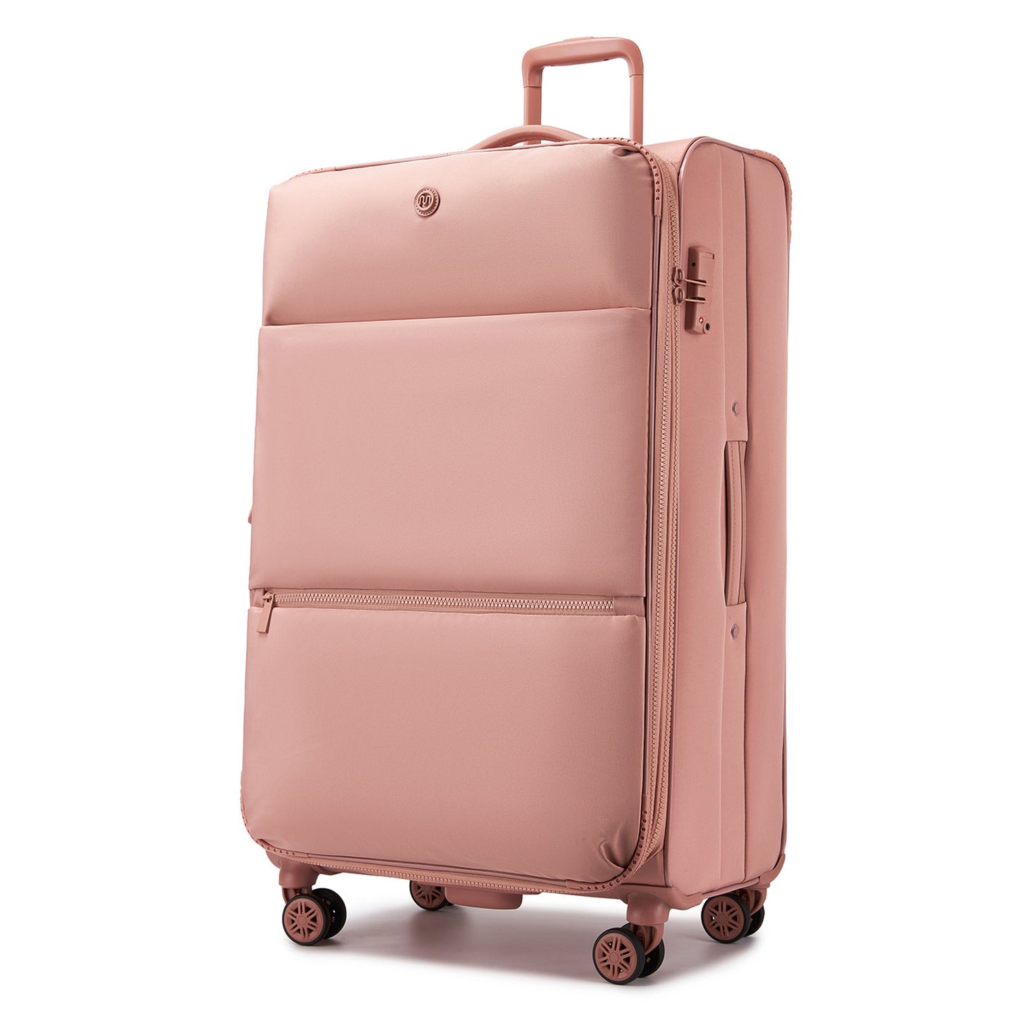 Women's Lightweight Softshell Suitcase with Spinner Wheels and Spacious Compartments (KSN2593) - Pink