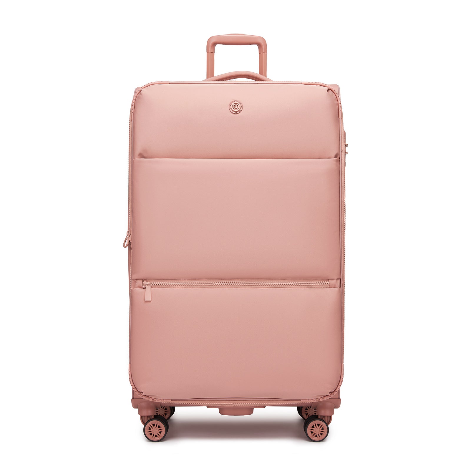 Women's Lightweight Softshell Suitcase with Spinner Wheels and Spacious Compartments (KSN2593) - Pink