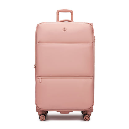 Women's Lightweight Softshell Suitcase with Spinner Wheels and Spacious Compartments (KSN2593) - Pink