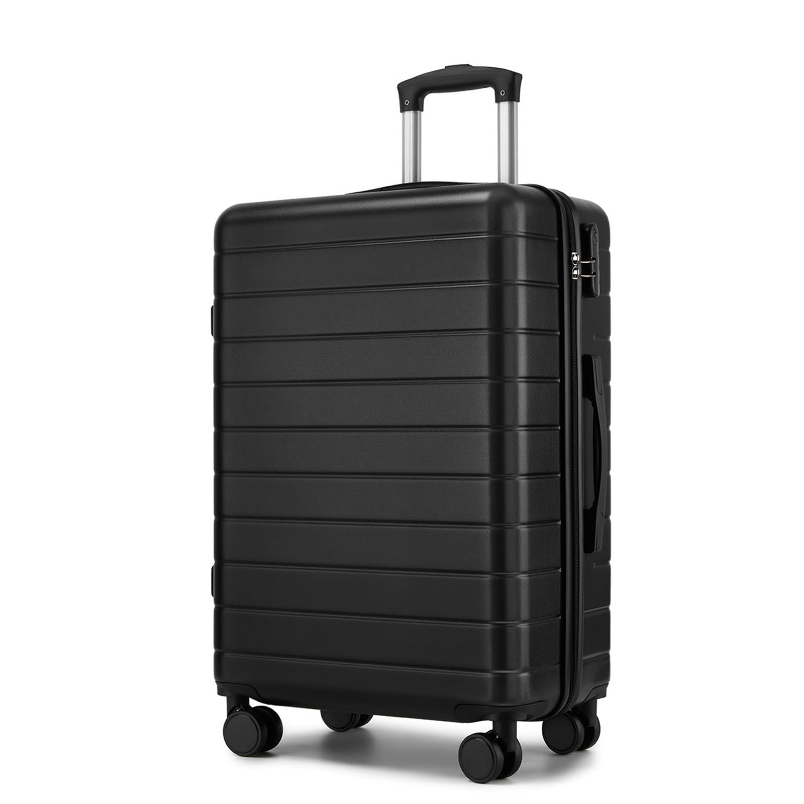 , Durable ABS Hard Shell Suitcase with 360 Silent Spinner Wheels & Secure Combination Lock (KSN2691) - Black