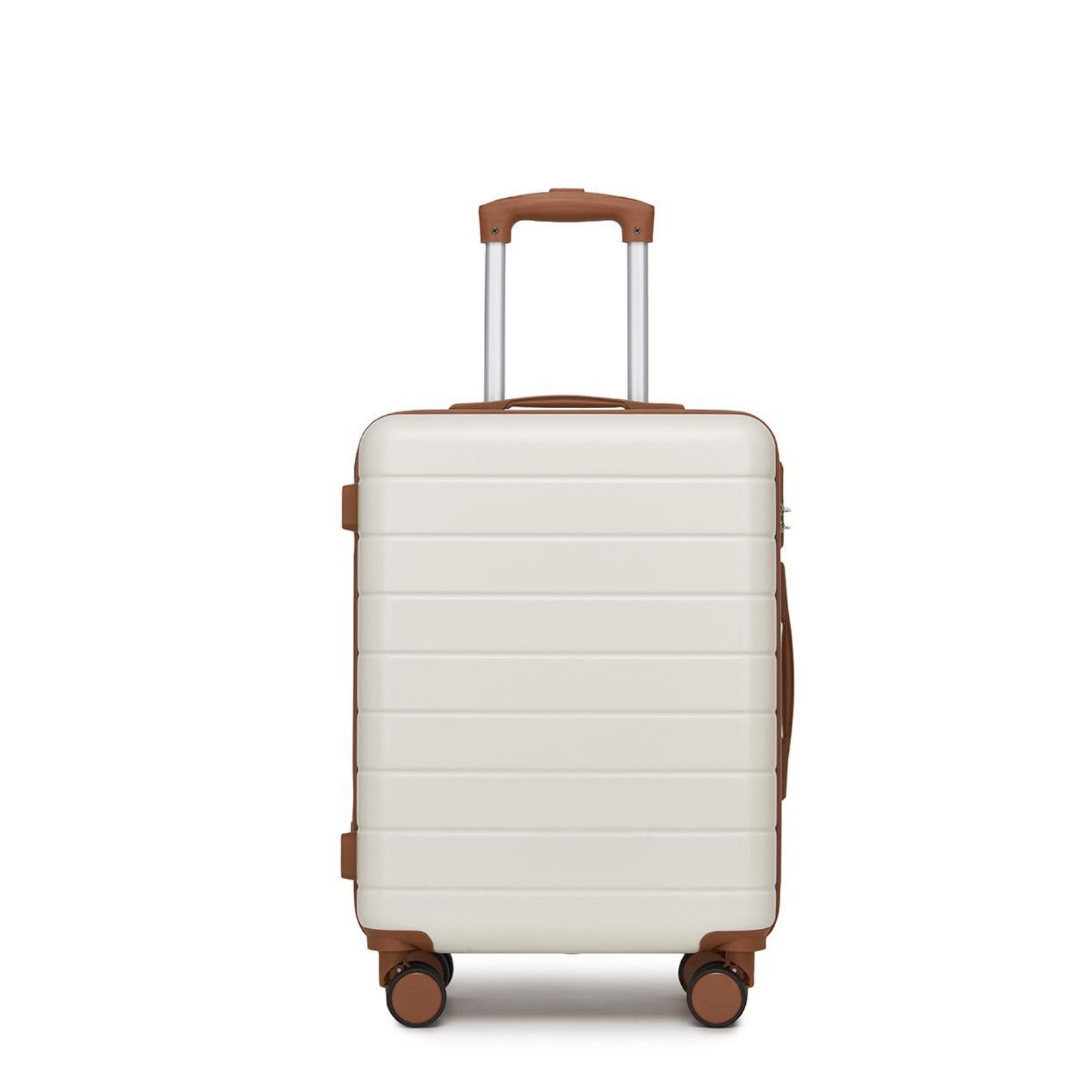 , Durable ABS Hard Shell Suitcase with 360 Silent Spinner Wheels & Secure Combination Lock (KSN2691) - Cream & Brown