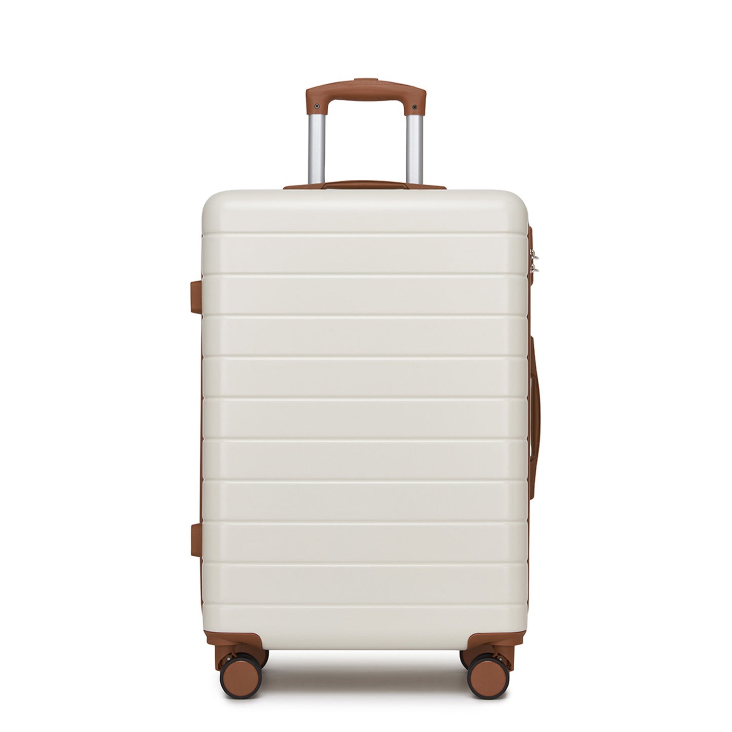 , Durable ABS Hard Shell Suitcase with 360 Silent Spinner Wheels & Secure Combination Lock (KSN2691) - Cream & Brown