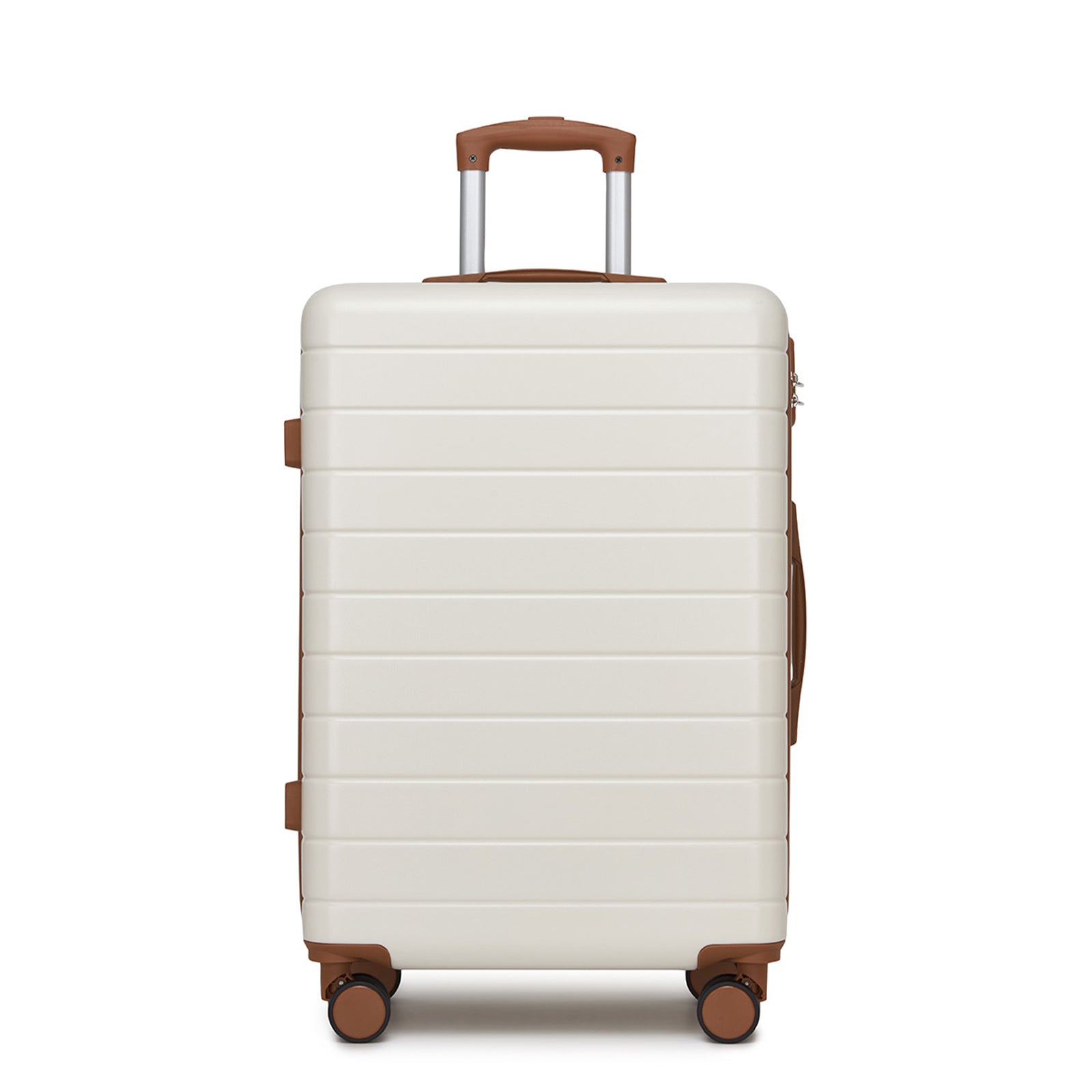 , Durable ABS Hard Shell Suitcase with 360 Silent Spinner Wheels & Secure Combination Lock (KSN2691) - Cream & Brown