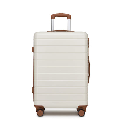 , Durable ABS Hard Shell Suitcase with 360 Silent Spinner Wheels & Secure Combination Lock (KSN2691) - Cream & Brown