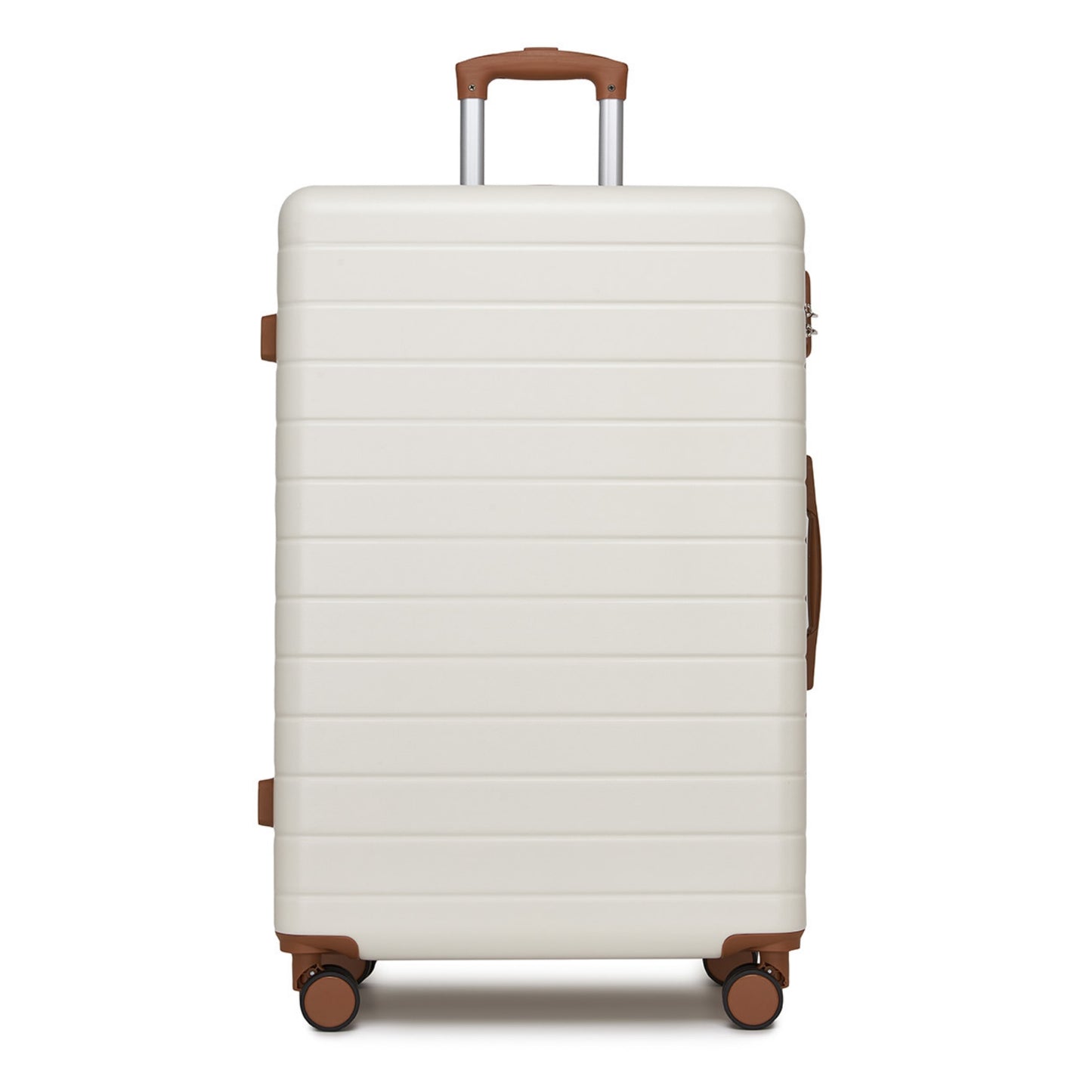, Durable ABS Hard Shell Suitcase with 360 Silent Spinner Wheels & Secure Combination Lock (KSN2691) - Cream & Brown