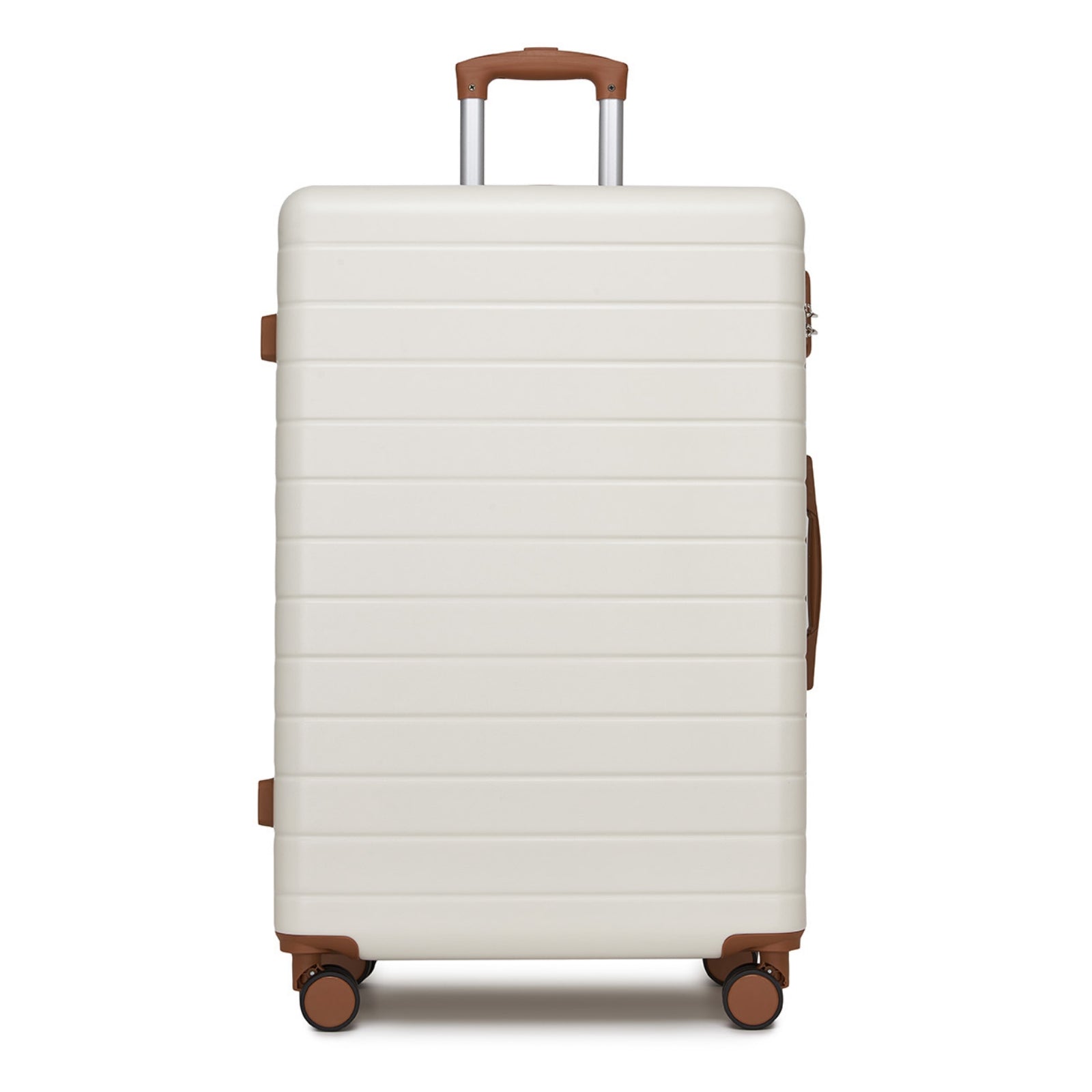 , Durable ABS Hard Shell Suitcase with 360 Silent Spinner Wheels & Secure Combination Lock (KSN2691) - Cream & Brown