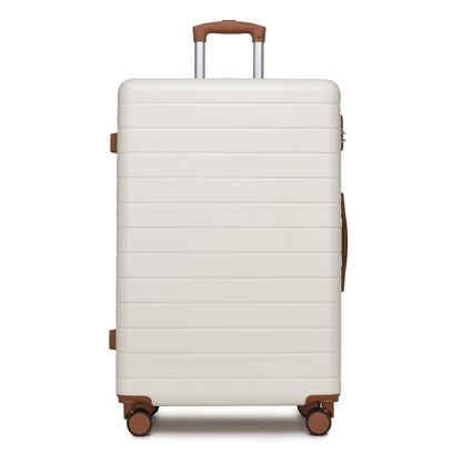 , Durable ABS Hard Shell Suitcase with 360 Silent Spinner Wheels & Secure Combination Lock (KSN2691) - Cream & Brown