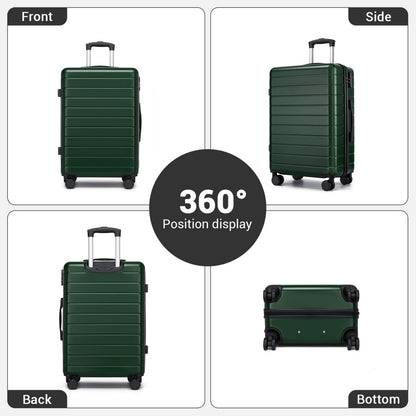 3-Piece Hard Shell Luggage Set (20/24/28 Inch), Lightweight ABS Suitcases with Silent Wheels & Combination Locks (KSN2691) - Green