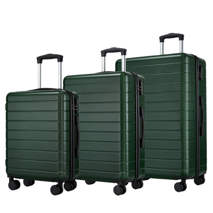 3-Piece Hard Shell Luggage Set (20/24/28 Inch), Lightweight ABS Suitcases with Silent Wheels & Combination Locks (KSN2691) - Green