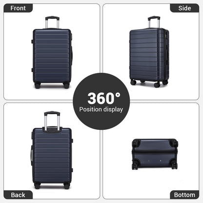 3-Piece Hard Shell Luggage Set (20/24/28 Inch), Lightweight ABS Suitcases with Silent Wheels & Combination Locks (KSN2691) - Navy