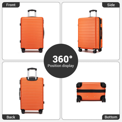 , Durable ABS Hard Shell Suitcase with 360 Silent Spinner Wheels & Secure Combination Lock (KSN2691) - Orange