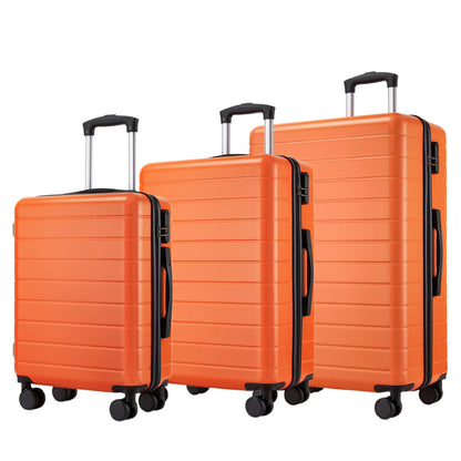 3-Piece Hard Shell Luggage Set (20/24/28 Inch), Lightweight ABS Suitcases with Silent Wheels & Combination Locks (KSN2691) - Orange