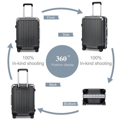 Supercase Durable PC Hardshell Aluminum Frame Suitcase With TSA Lock (KSS2481) - Black