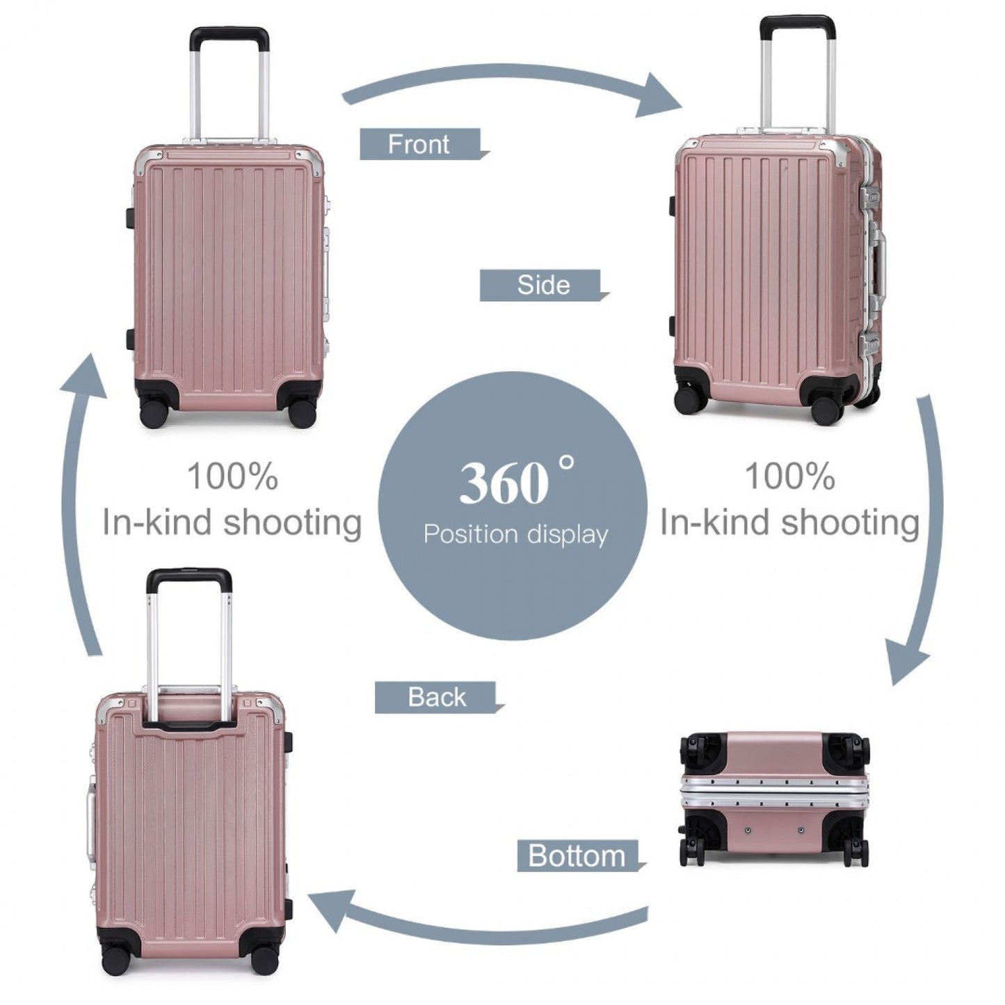 Supercase Durable PC Hardshell Aluminum Frame Suitcase With TSA Lock (KSS2481) - Nude