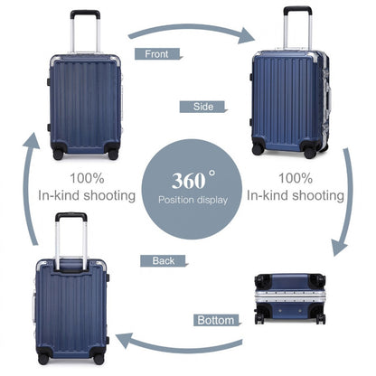 Supercase Durable PC Hardshell Aluminum Frame Suitcase With TSA Lock (KSS2481) - Navy