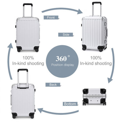 Supercase Durable PC Hardshell Aluminum Frame Suitcase With TSA Lock (KSS2481) - White