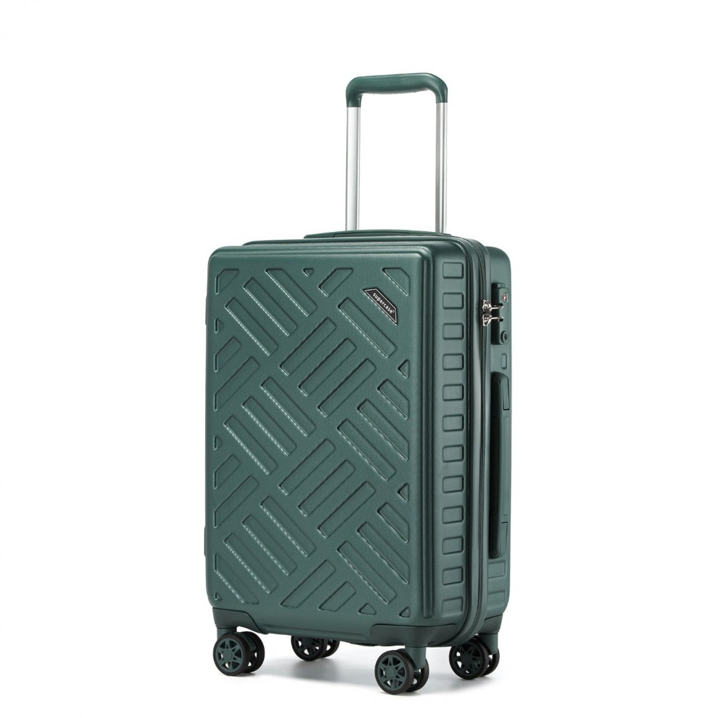 Supercase Sleek Geometric Pattern Hard Shell ABS+PC Cabin Suitcase with TSA Lock (KSS2495) - Military Green