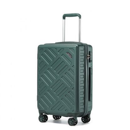Supercase Sleek Geometric Pattern Hard Shell ABS+PC Cabin Suitcase with TSA Lock (KSS2495) - Military Green