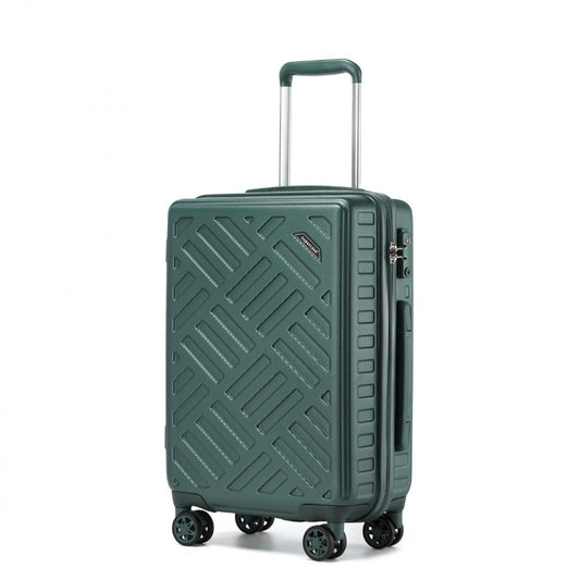 Supercase Sleek Geometric Pattern Hard Shell ABS+PC Cabin Suitcase with TSA Lock (KSS2495) - Military Green