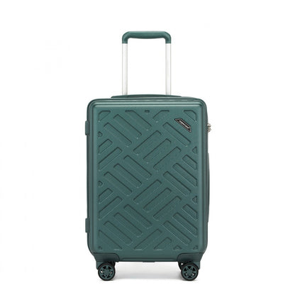 Supercase Sleek Geometric Pattern Hard Shell ABS+PC Cabin Suitcase with TSA Lock (KSS2495) - Military Green