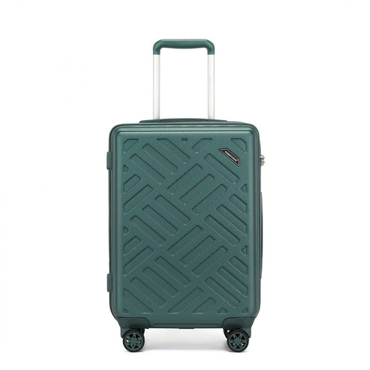 Supercase Sleek Geometric Pattern Hard Shell ABS+PC Cabin Suitcase with TSA Lock (KSS2495) - Military Green