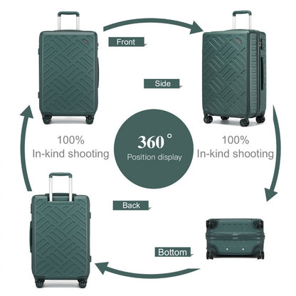 Supercase Sleek Geometric Pattern Hard Shell ABS+PC Cabin Suitcase with TSA Lock (KSS2495) - Military Green