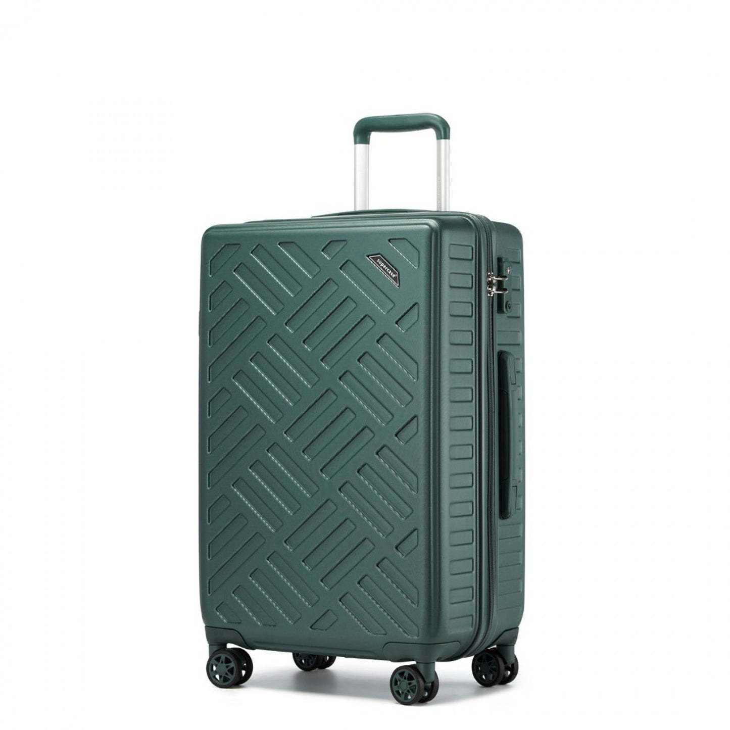 Supercase Sleek Geometric Pattern Hard Shell ABS+PC Cabin Suitcase with TSA Lock (KSS2495) - Military Green