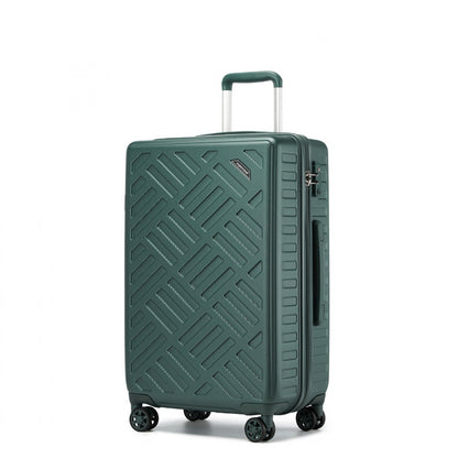 Supercase Sleek Geometric Pattern Hard Shell ABS+PC Cabin Suitcase with TSA Lock (KSS2495) - Military Green