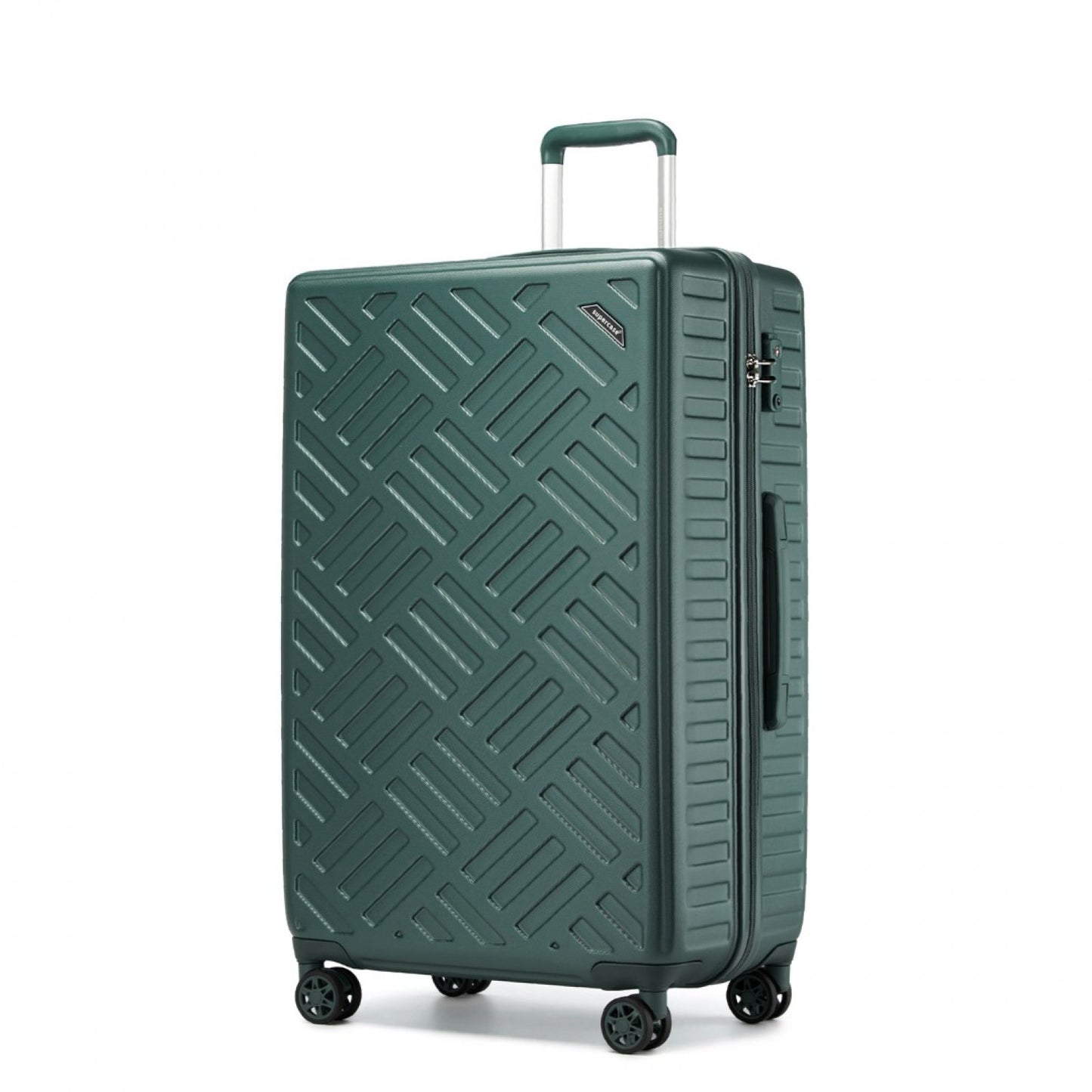 Supercase Sleek Geometric Pattern Hard Shell ABS+PC Cabin Suitcase with TSA Lock (KSS2495) - Military Green