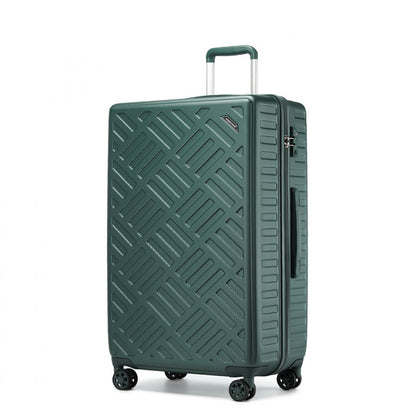 Supercase Sleek Geometric Pattern Hard Shell ABS+PC Cabin Suitcase with TSA Lock (KSS2495) - Military Green