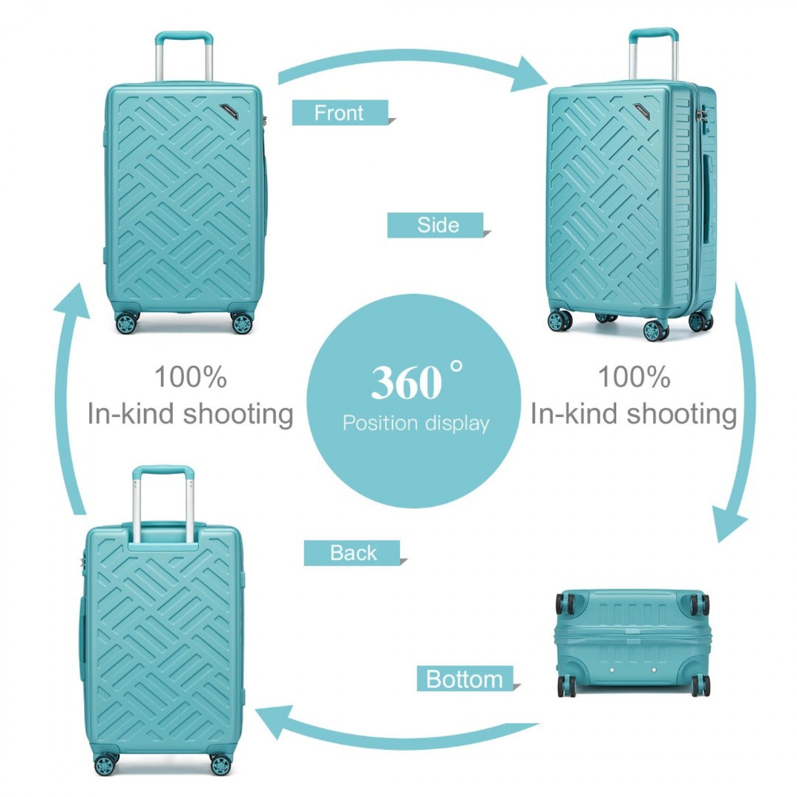Supercase Sleek Geometric Pattern Hard Shell ABS+PC Cabin Suitcase with TSA Lock (KSS2495) - Blue