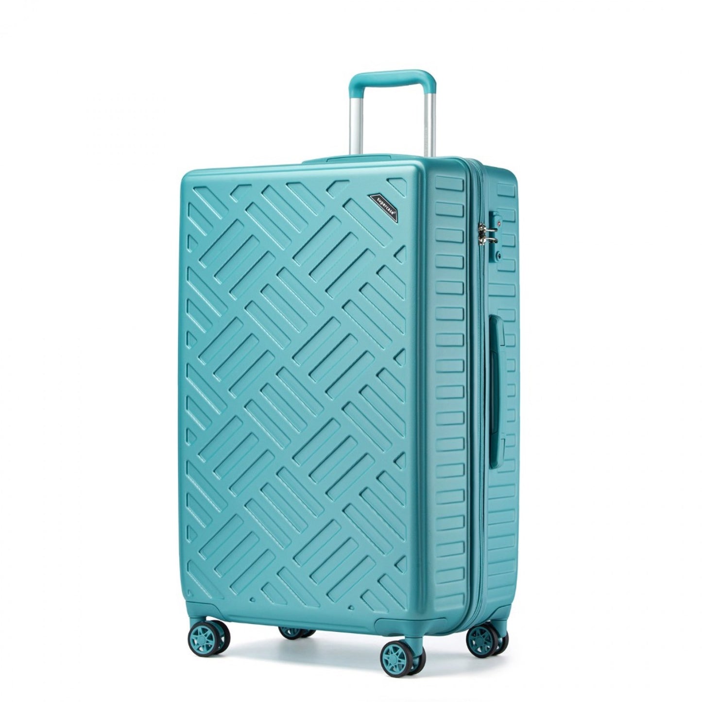 Supercase Sleek Geometric Pattern Hard Shell ABS+PC Cabin Suitcase with TSA Lock (KSS2495) - Blue