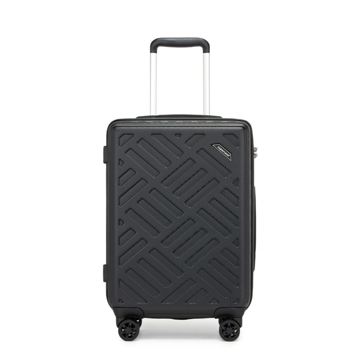 Supercase Sleek Geometric Pattern Hard Shell ABS+PC Cabin Suitcase with TSA Lock (KSS2495) - Black