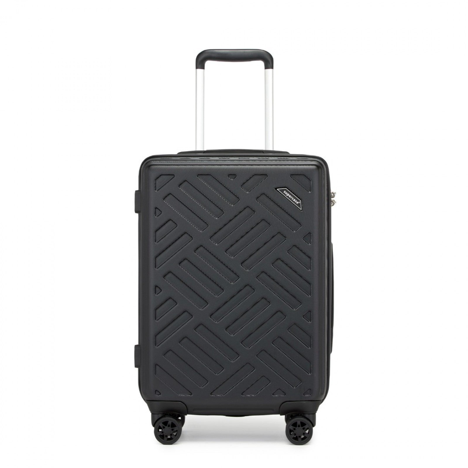 Supercase Sleek Geometric Pattern Hard Shell ABS+PC Cabin Suitcase with TSA Lock (KSS2495) - Black